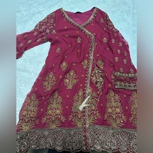 Maria B Palazzo Pants Maroon And Gold Mehndi Eid outfit Medium